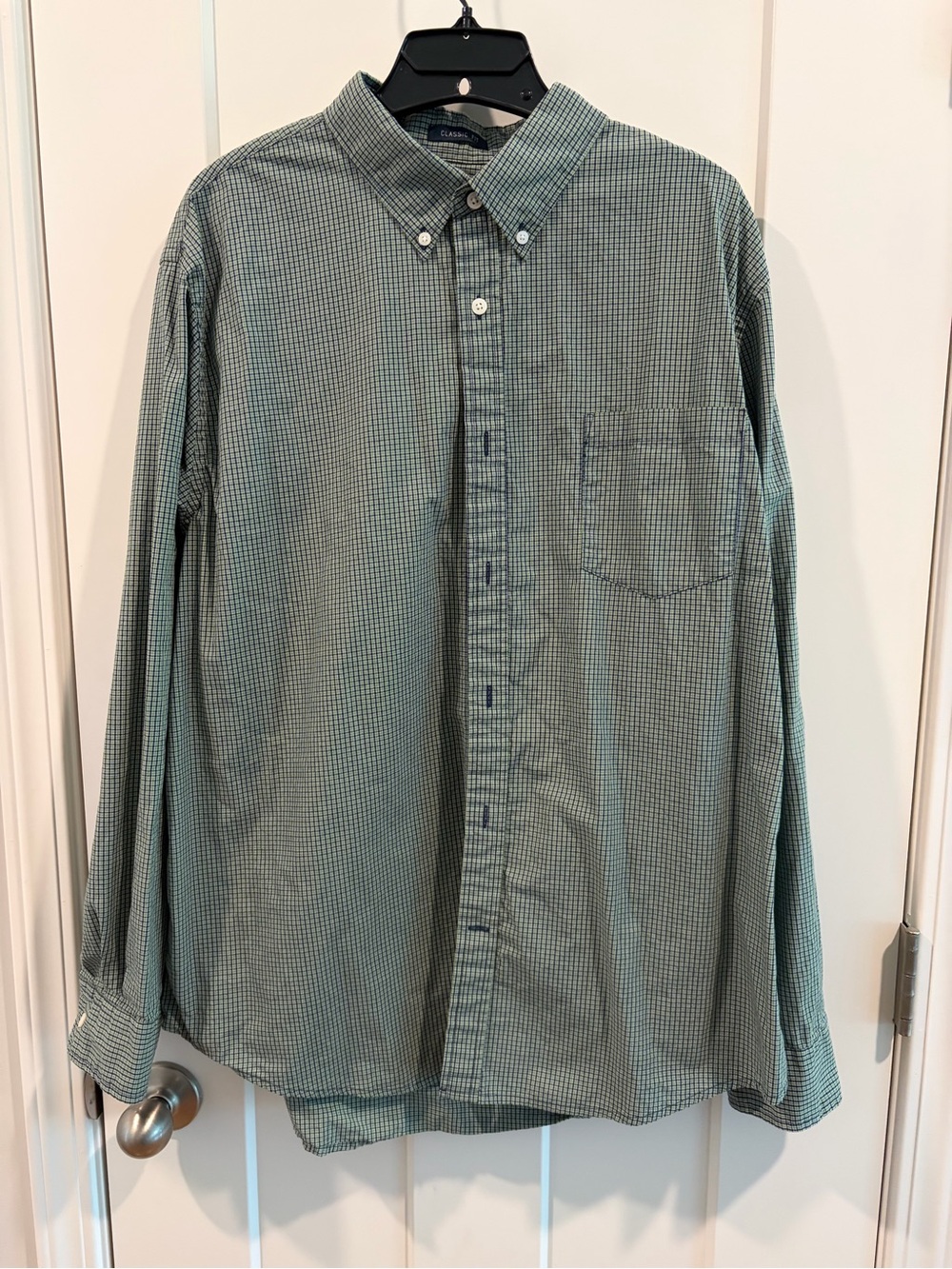 St. John's Bay Green Micro-Check Button-Down Shirt